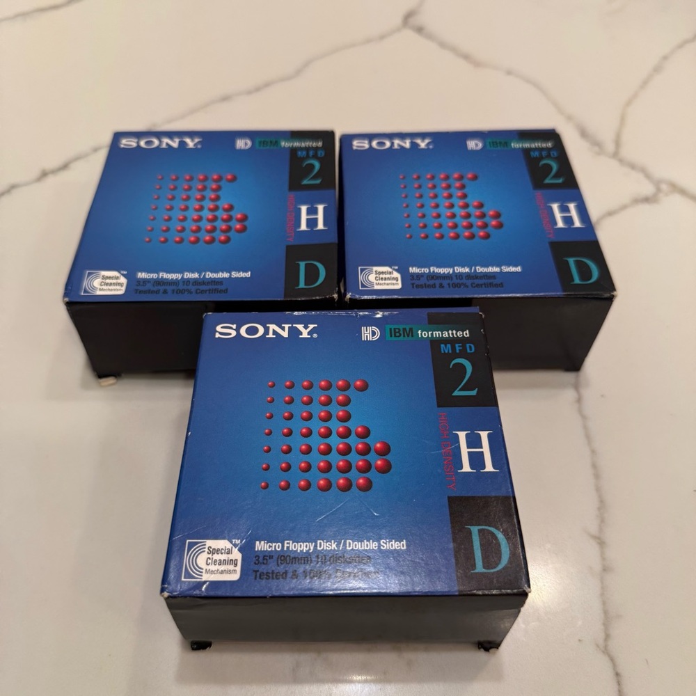 26- Sony 2HD Floppy Diskettes IBM Formatted 1.44 MB 3.5 Inch - Open Box